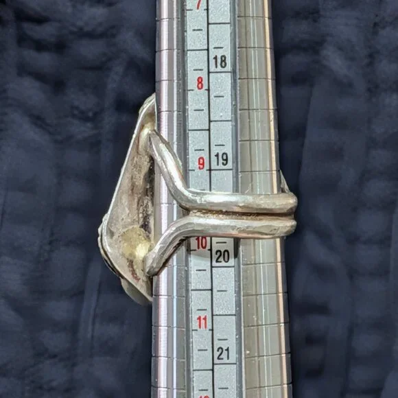 WOW Sz 10 Spiderweb 1970s NAVAJO Native American Turquoise Sterling Silver Ring - Picture 3 of 5